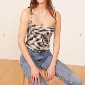 reformation adela checkered top size 4